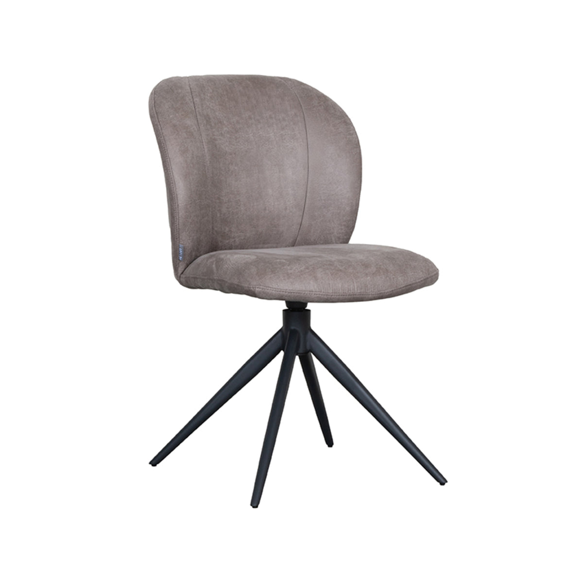 LABEL51 Eetkamerstoel Kimo - Taupe - Micro Suede - Zwart Onderstel